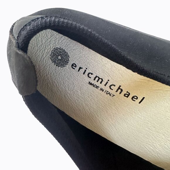 Eric Michael Italian Nubuck Sz 8.5 Mary Jane Flats Black Perforated Y2K Ballet - Picture 10 of 11